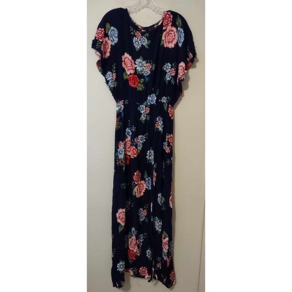 Ruby Rocks Blue Floral Maxi Dress With Slit Size Medium - Picture 2 of 7